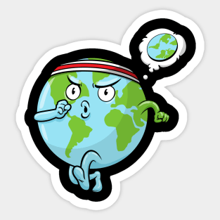 Funny world map with headband at the jogging Sticker